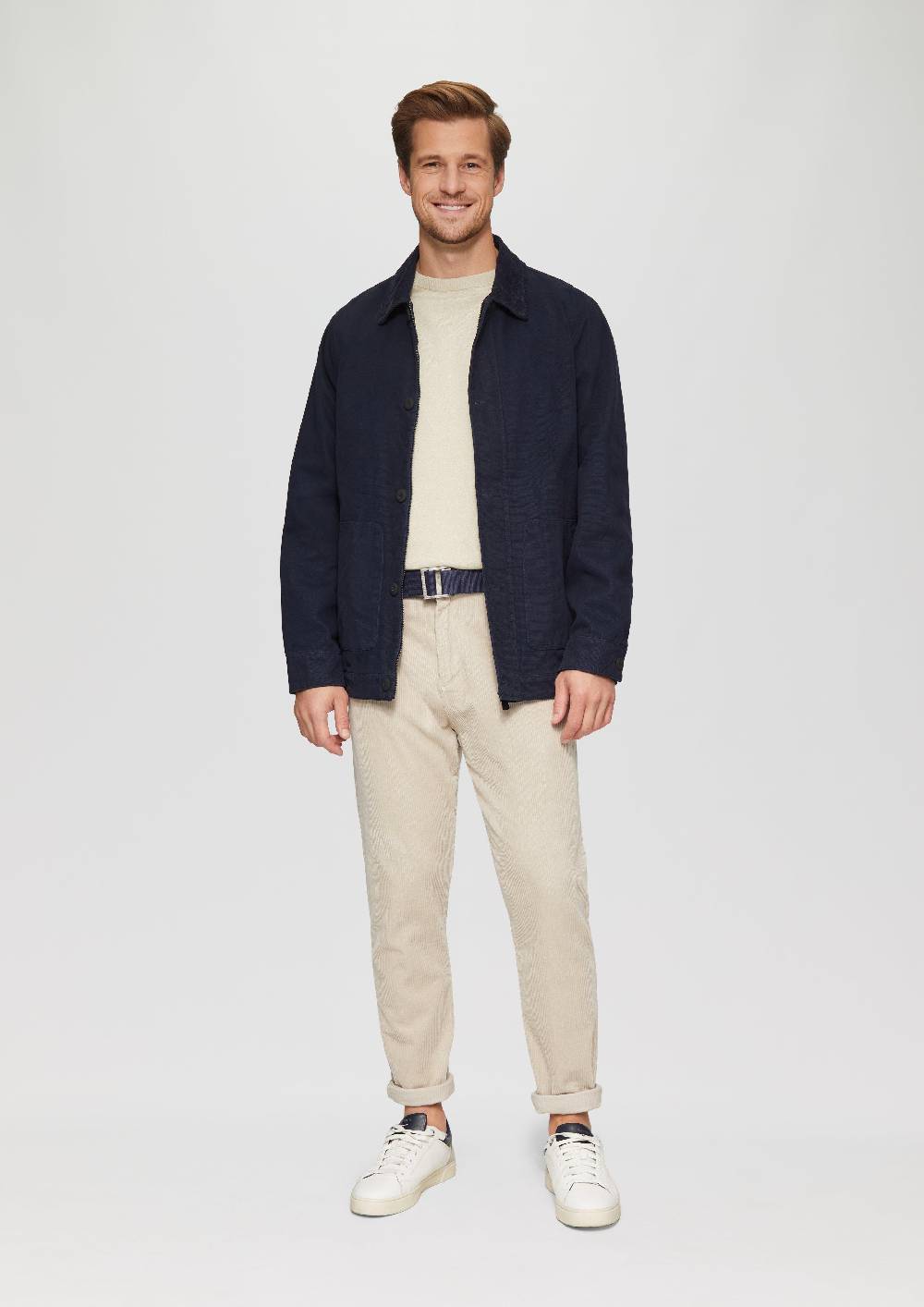 S.Oliver Canvas-Gürtel Mit Lederdetails