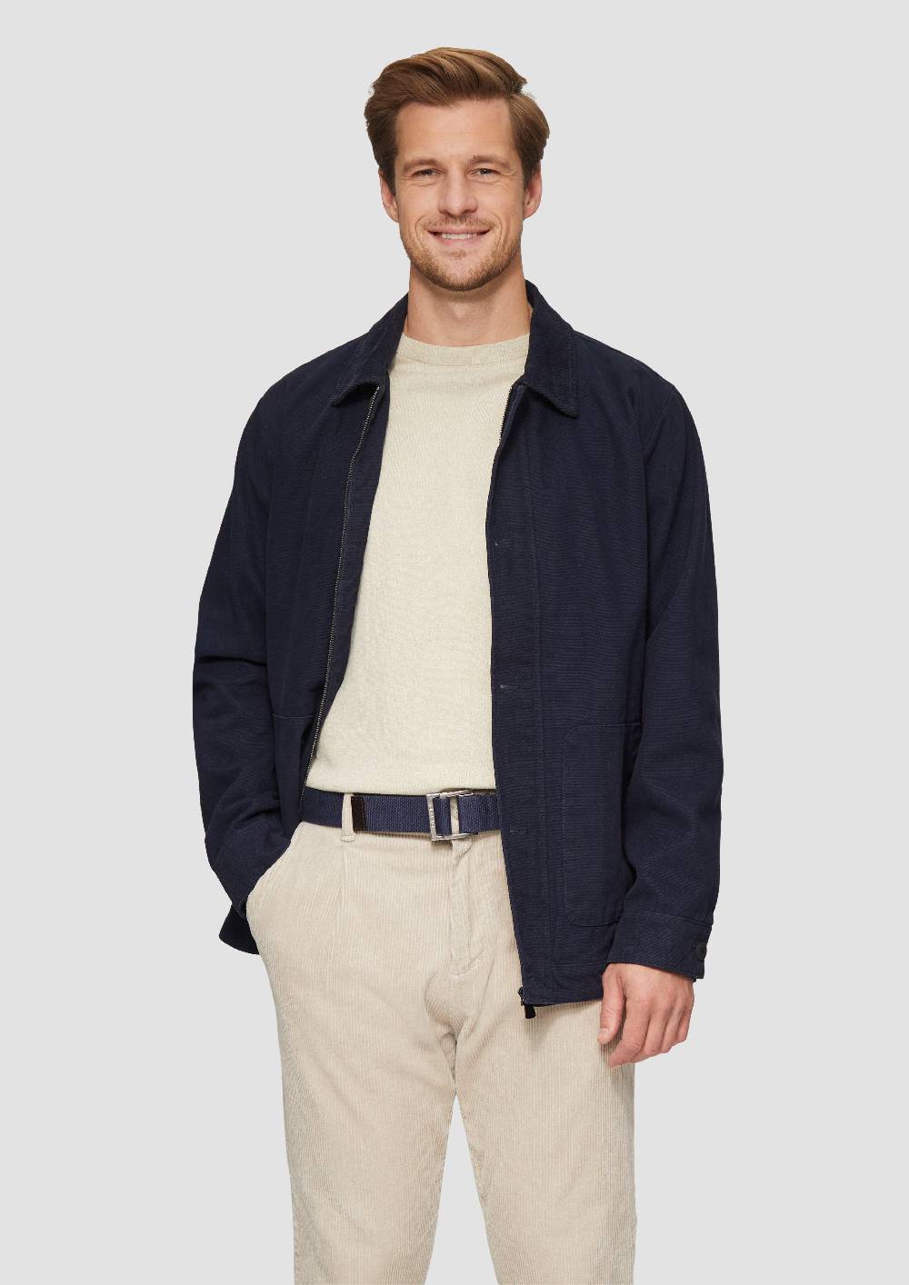 S.Oliver Canvas-Gürtel Mit Lederdetails