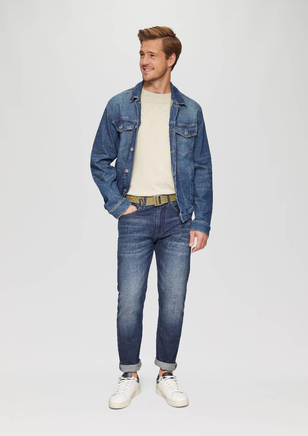 S.Oliver Canvas-Gürtel Mit Lederdetails