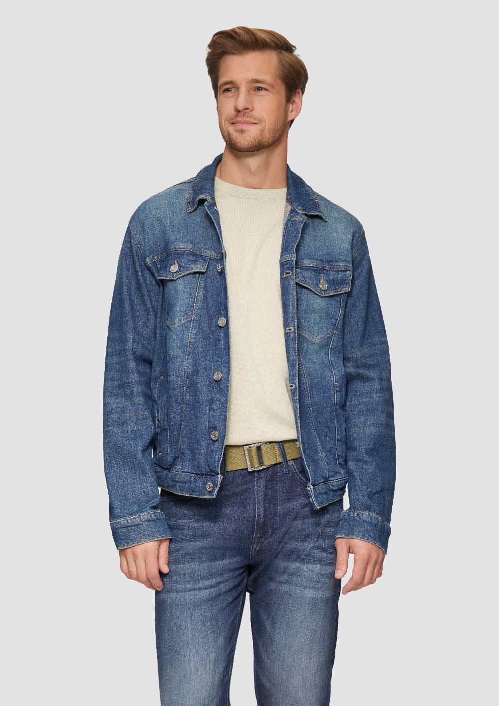 S.Oliver Canvas-Gürtel Mit Lederdetails