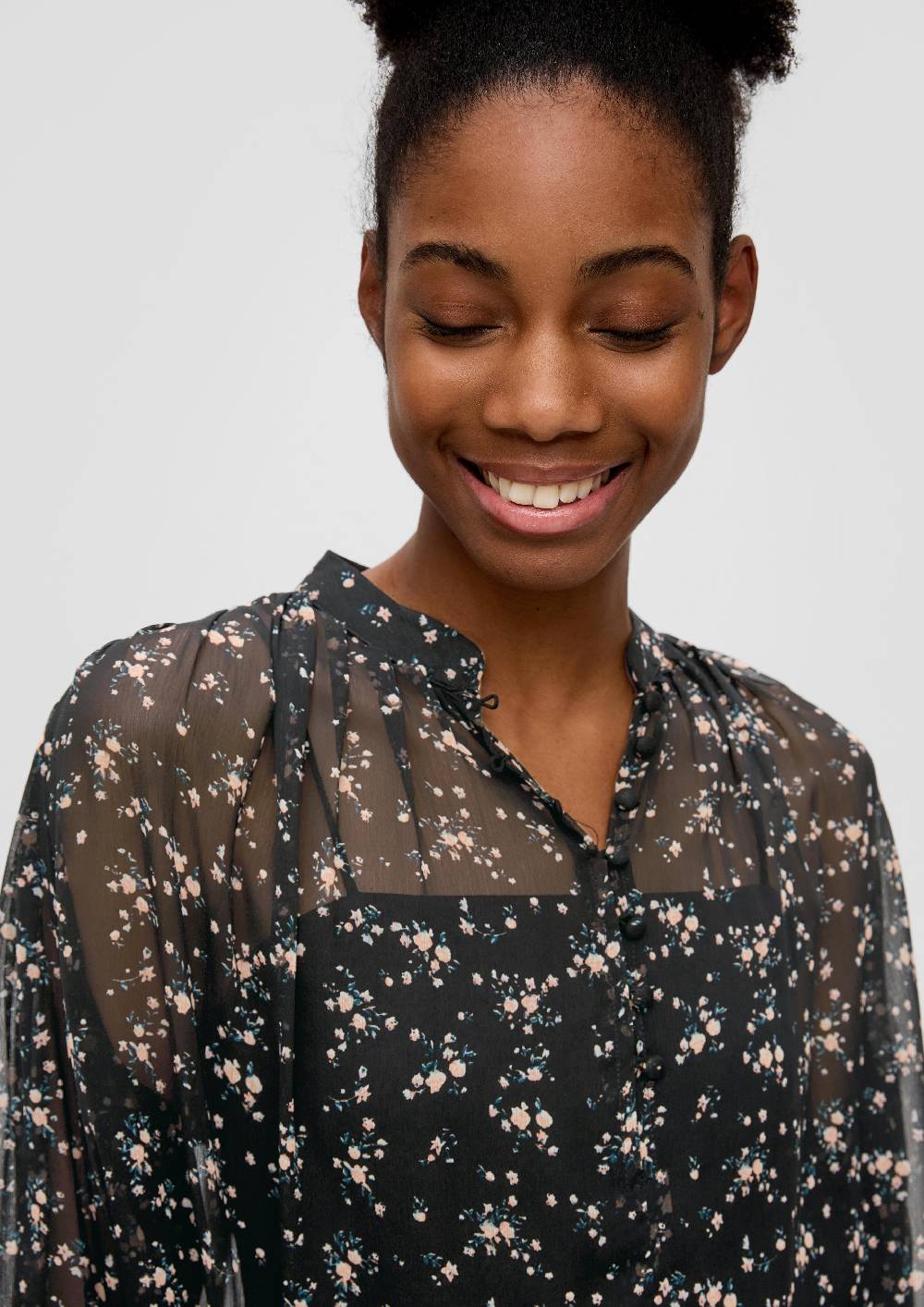 S.Oliver Chiffon-Bluse Mit Knöpfen