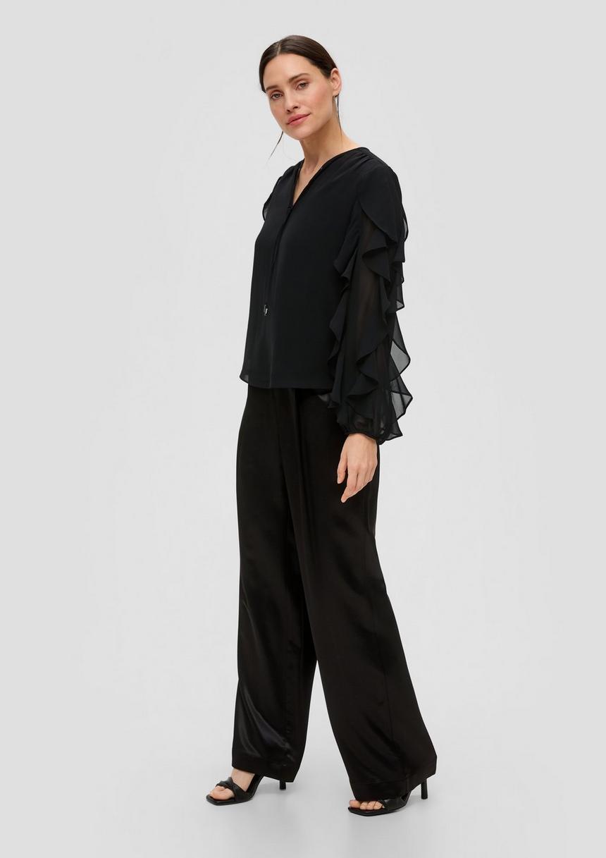 S.Oliver Chiffonbluse Mit Rüschen-Ärmeln