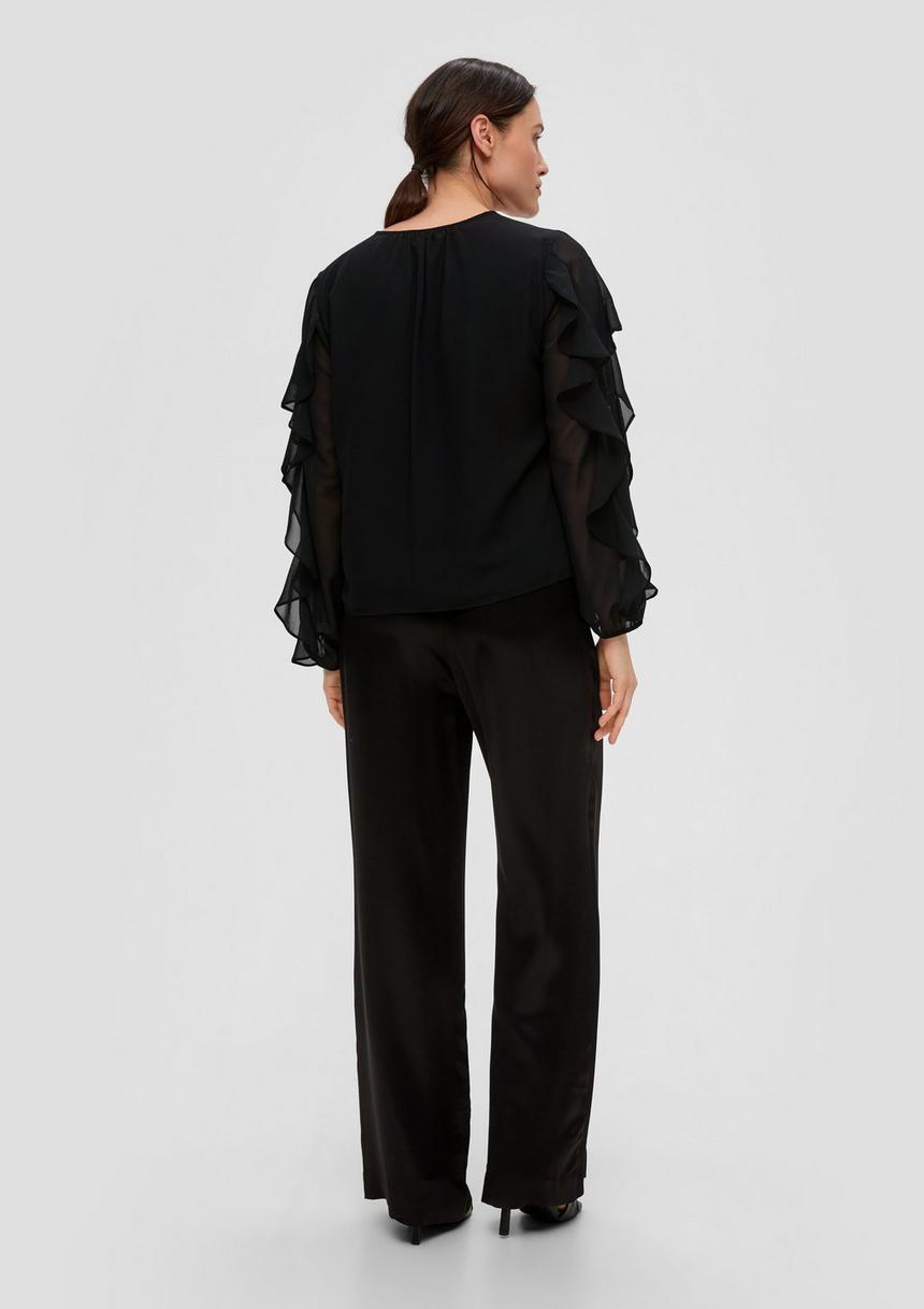S.Oliver Chiffonbluse Mit Rüschen-Ärmeln