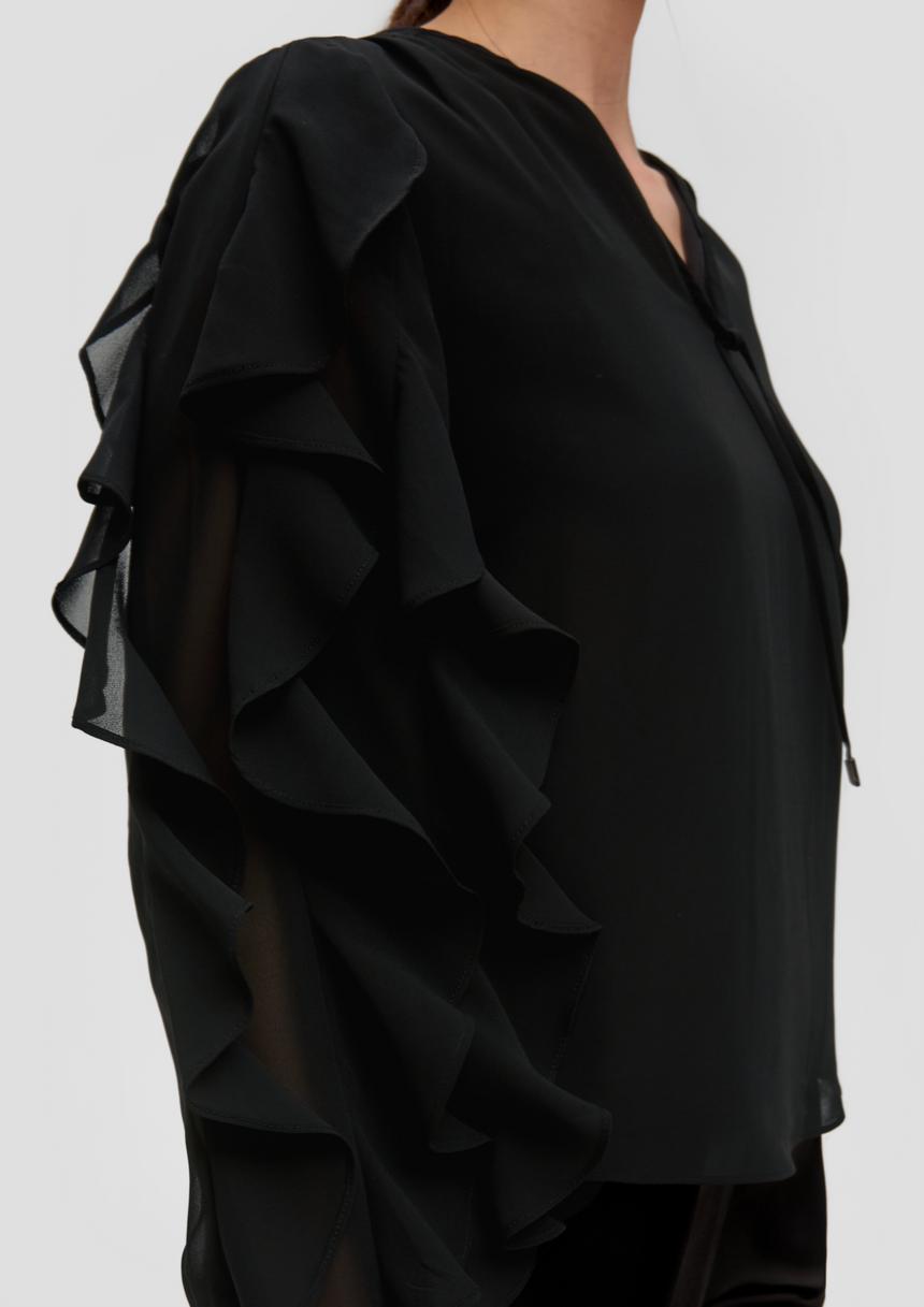 S.Oliver Chiffonbluse Mit Rüschen-Ärmeln