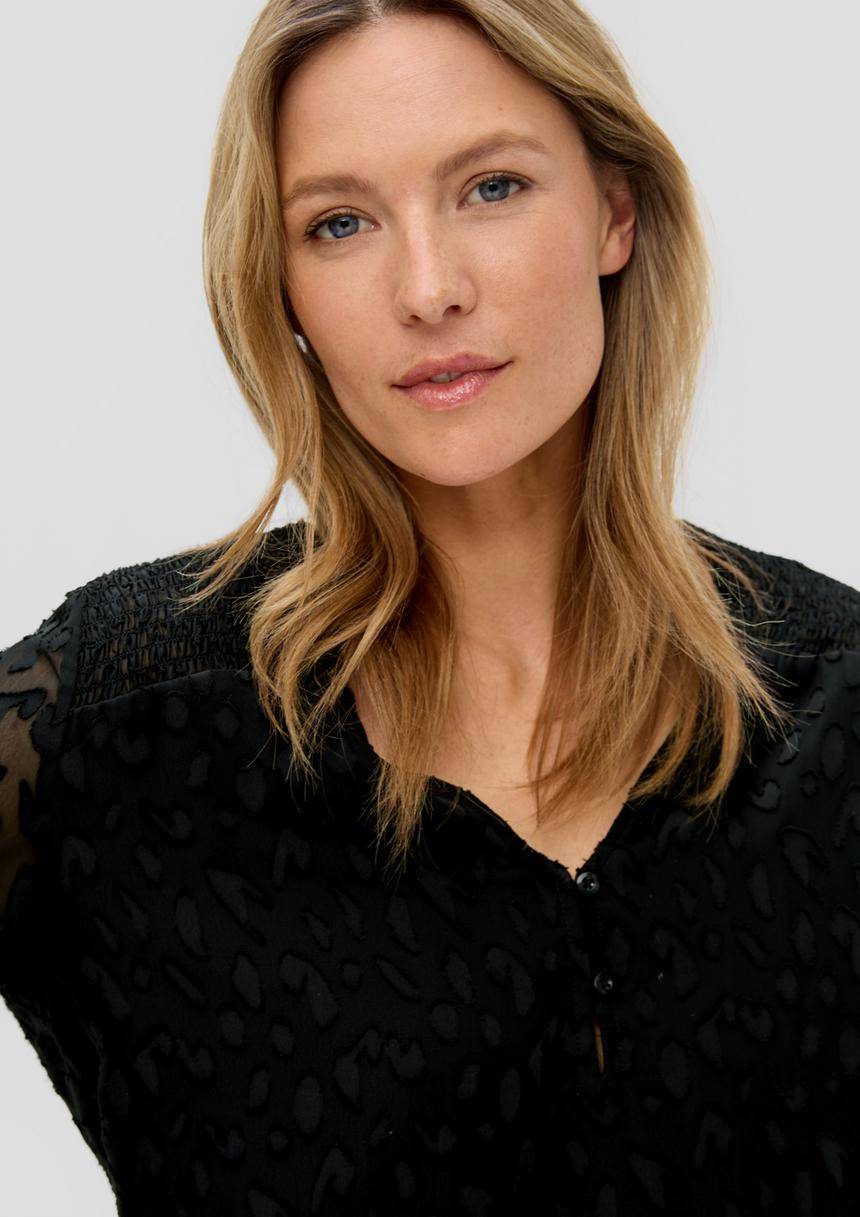 S.Oliver Chiffonbluse Mit Smok-Detail