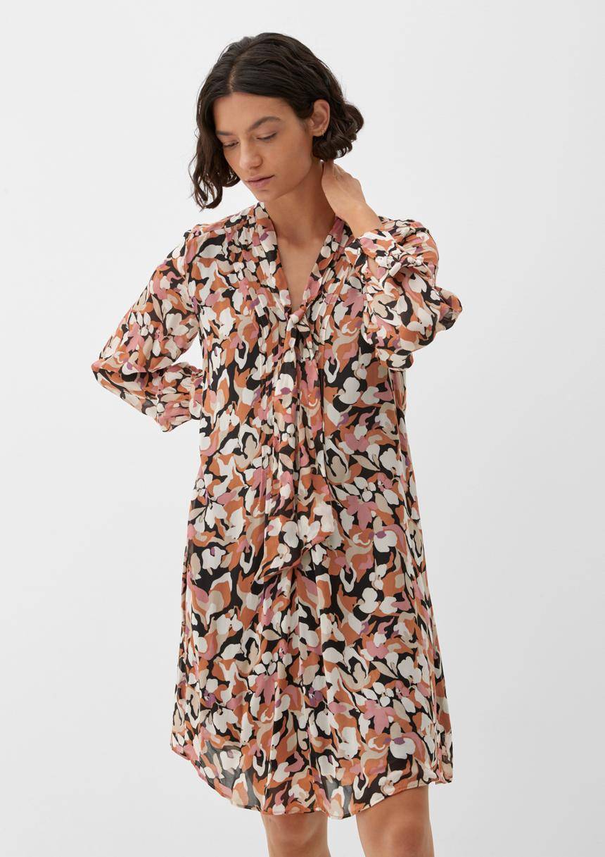 S.Oliver Chiffonkleid mit Biesenfalten