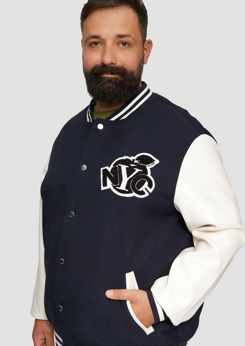 S.Oliver Collegejacke Aus Twill Und Lederimitat