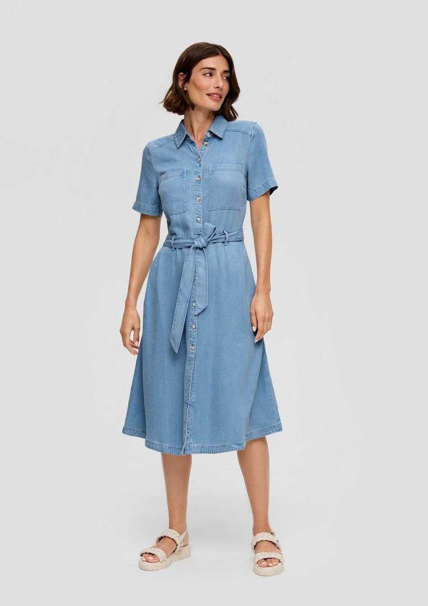 S.Oliver Denim-Kleid Mit Bindegürtel