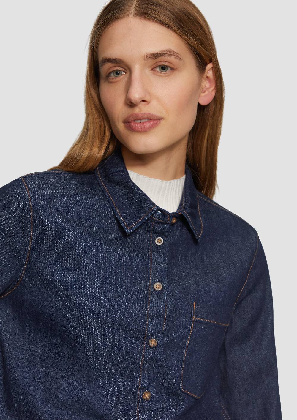 S.Oliver Denimhemd Mit Kontrastnähten