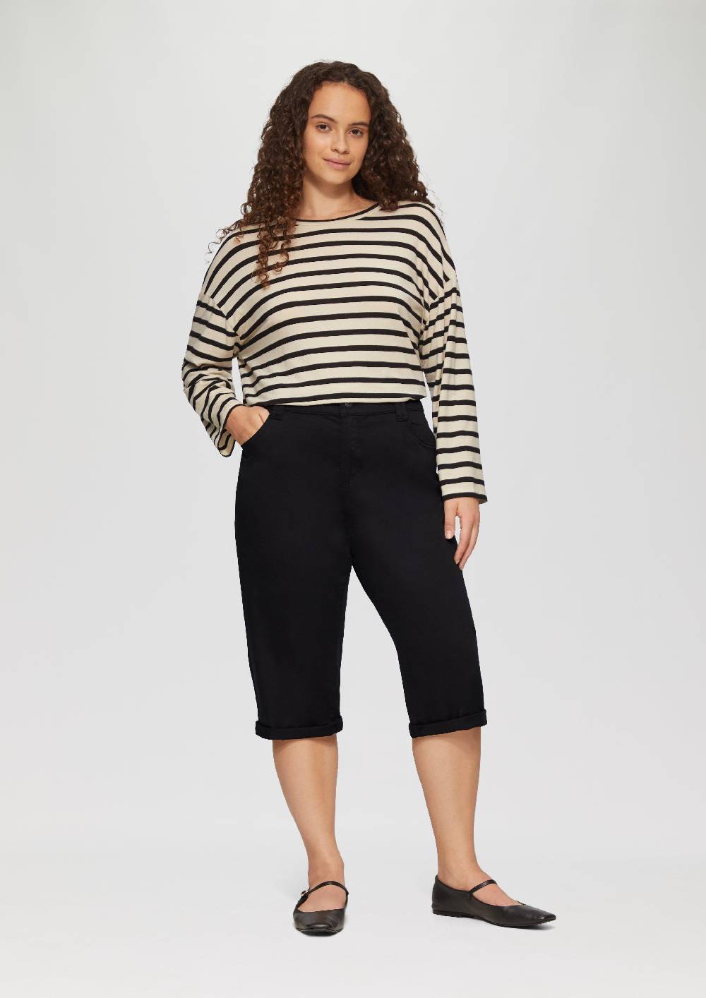 S.Oliver Elastische Capri-Hose Aus Baumwoll-Satin