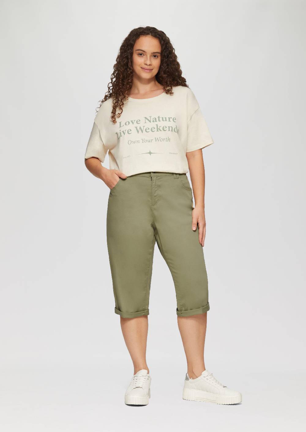 S.Oliver Elastische Capri-Hose Aus Baumwoll-Satin
