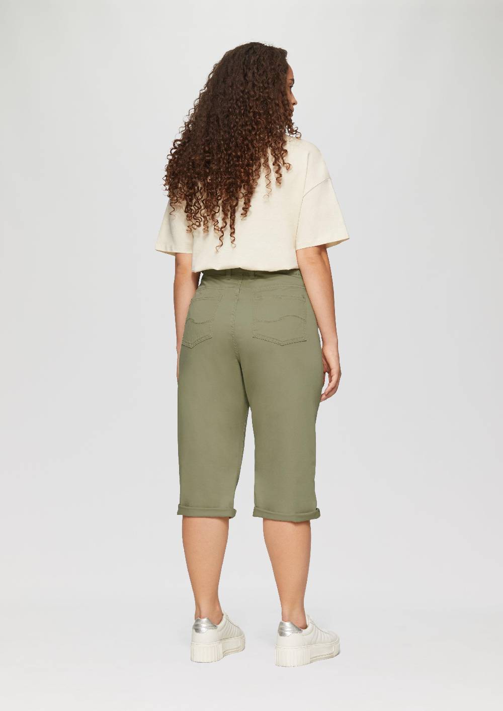 S.Oliver Elastische Capri-Hose Aus Baumwoll-Satin