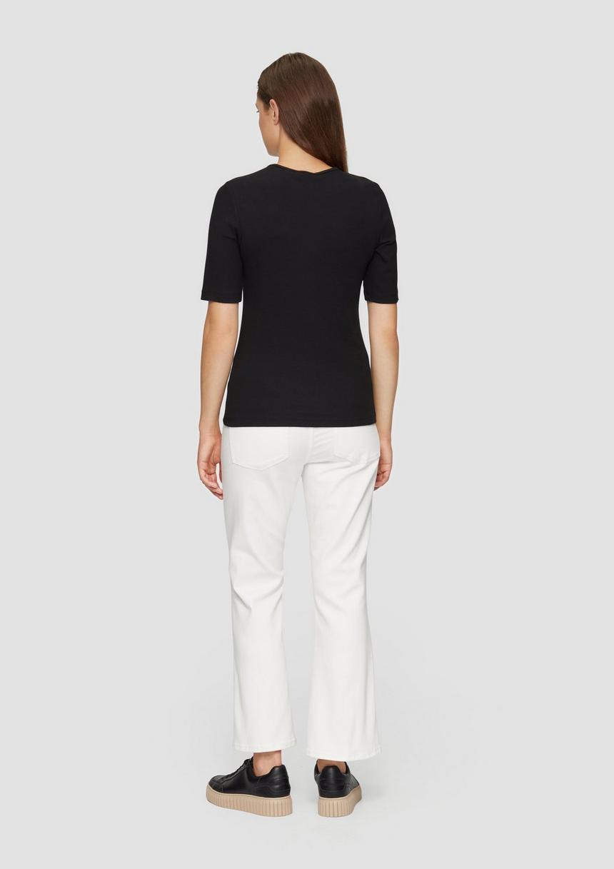 S.Oliver Elastisches Rippshirt Mit Cut-out