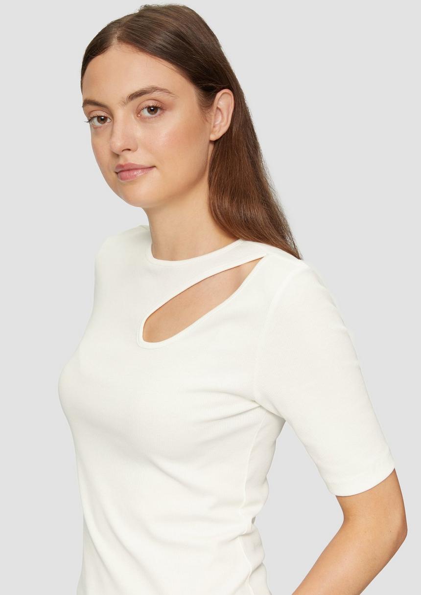 S.Oliver Elastisches Rippshirt Mit Cut-out