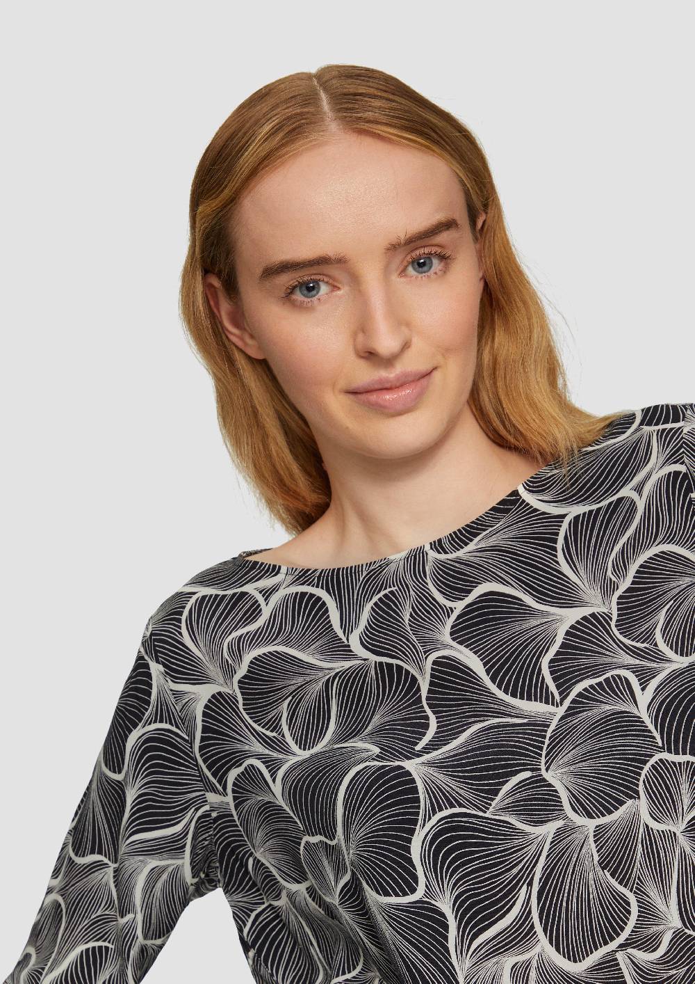 S.Oliver Fein Gemusterte Bluse Mit Raffungen