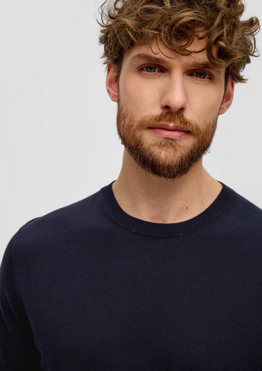 S.Oliver Fein Gestricktes T-Shirt Mit Rippblende