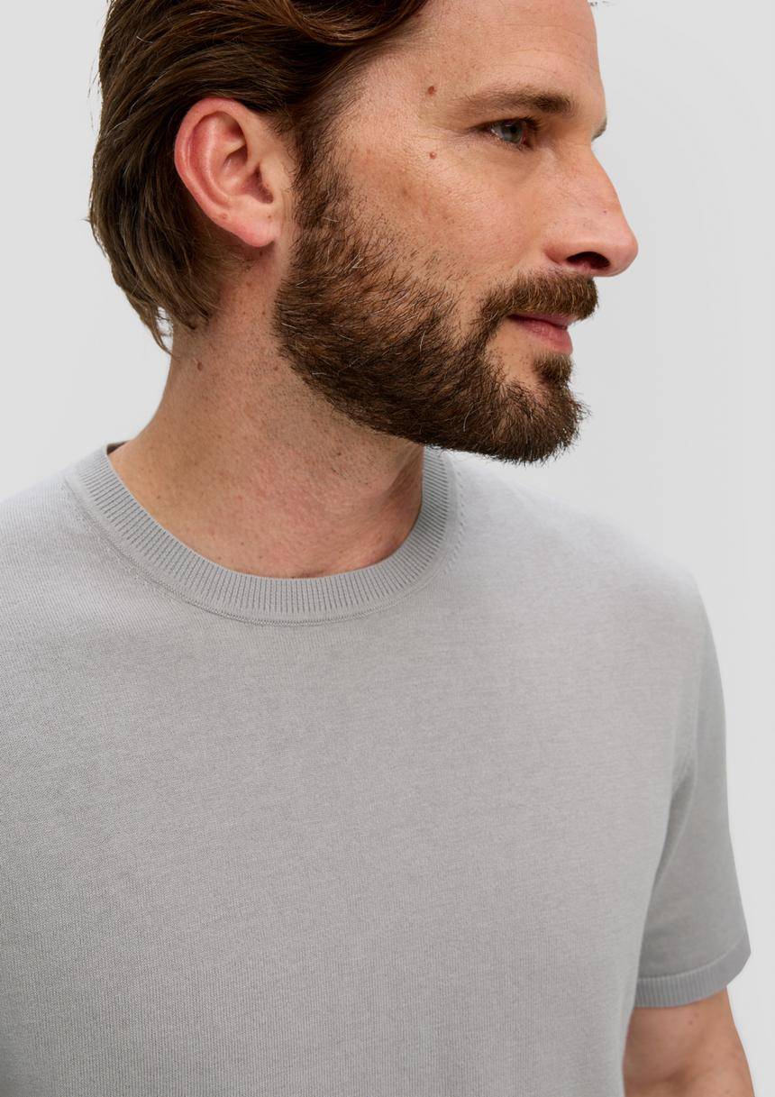 S.Oliver Fein Gestricktes T-Shirt Mit Rippblende