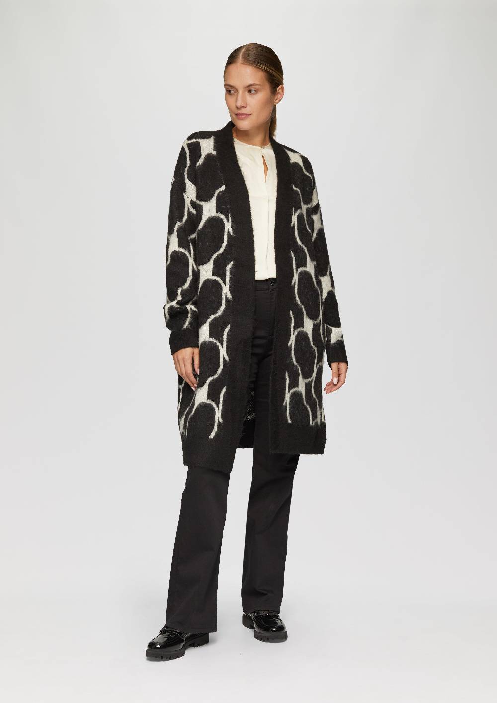 S.Oliver Flauschiger Cardigan Mit Jacquard-Muster