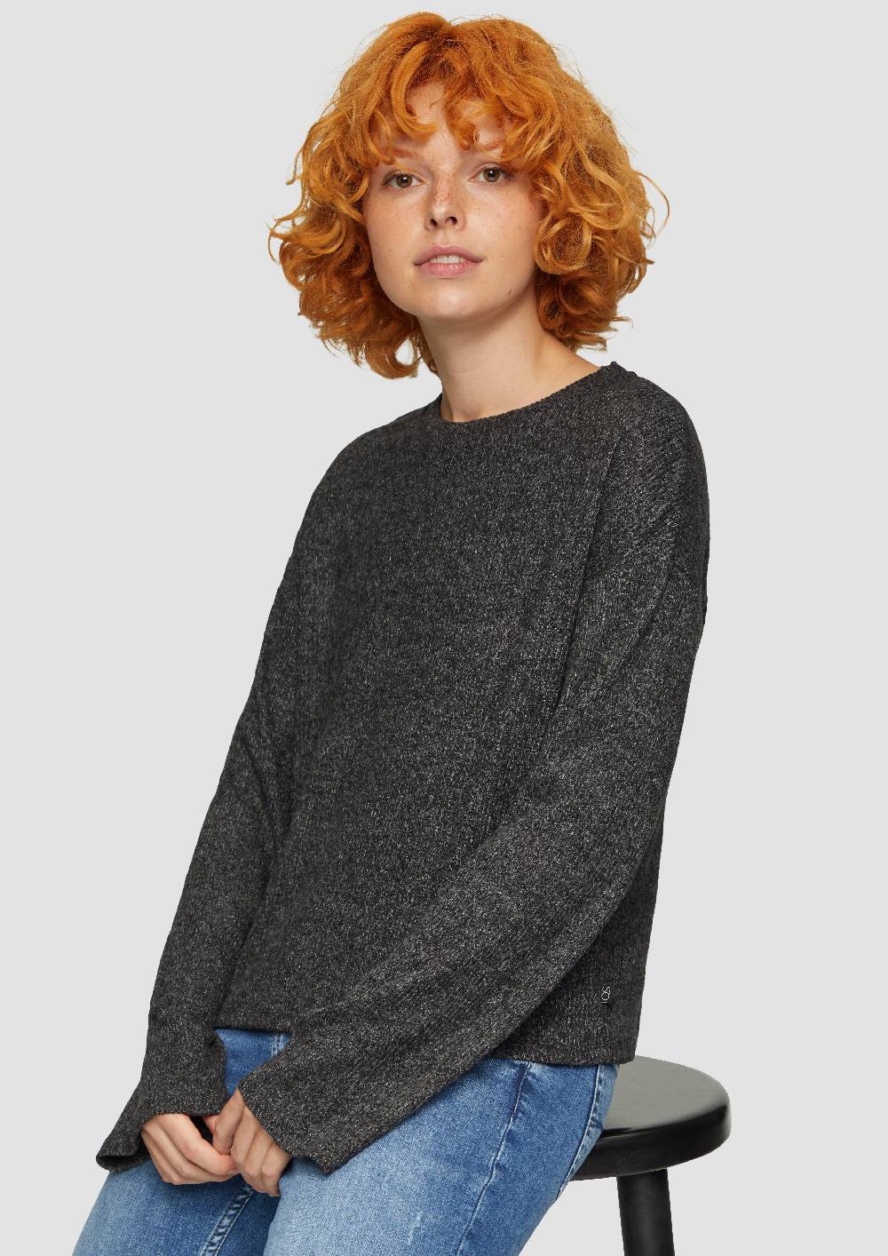 S.Oliver Flauschiges Rippshirt In Melierter Optik