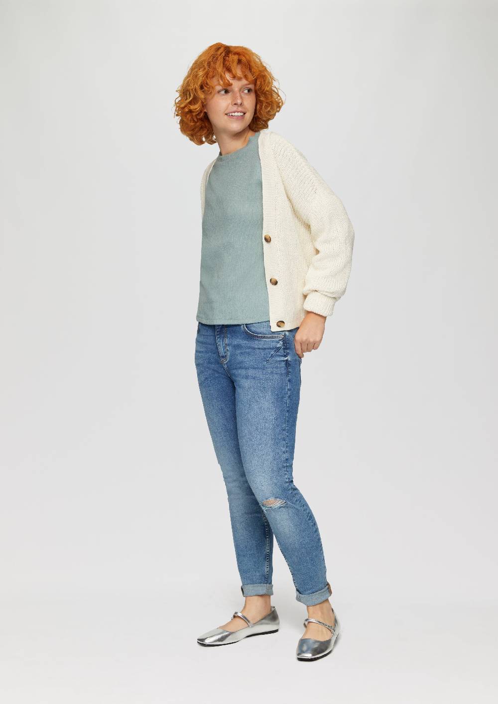 S.Oliver Flauschiges Rippshirt In Melierter Optik