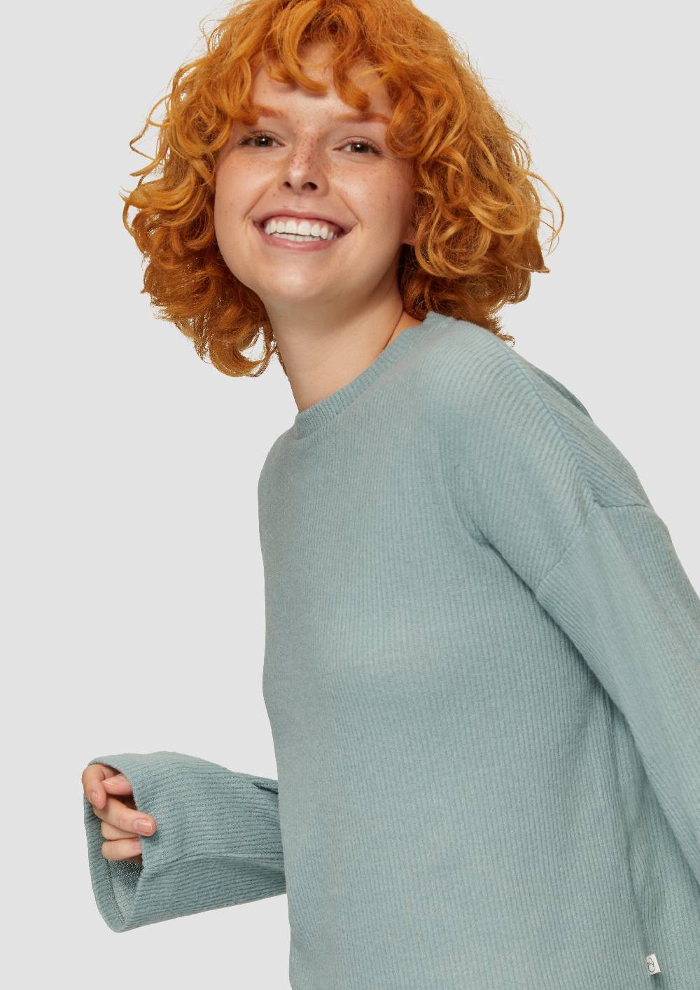 S.Oliver Flauschiges Rippshirt In Melierter Optik