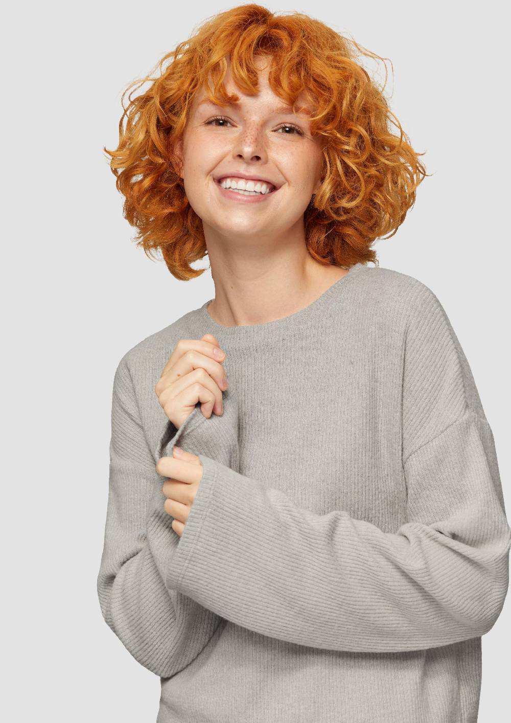 S.Oliver Flauschiges Rippshirt In Melierter Optik