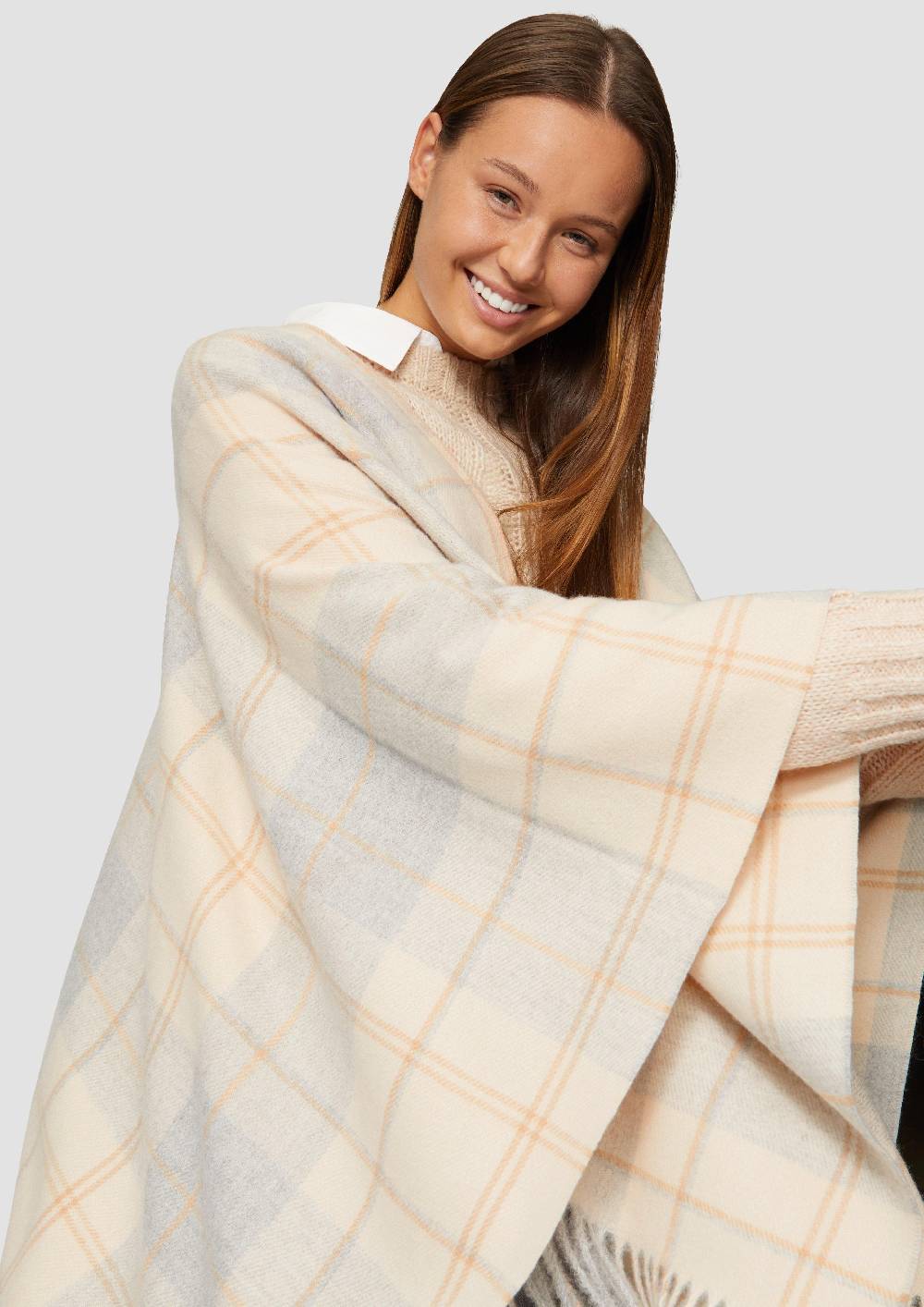 S.Oliver Fransenschal In Karo-Optik