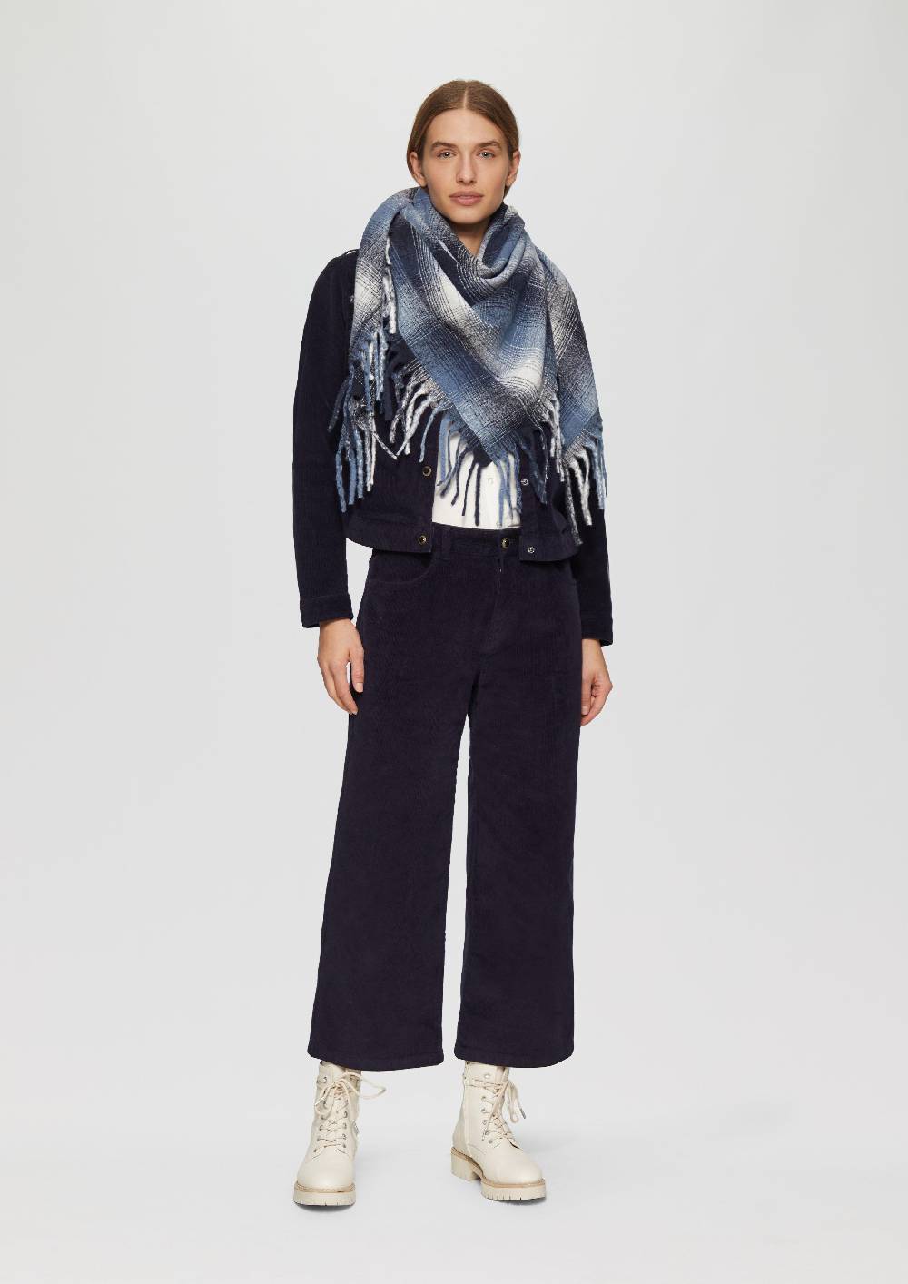 S.Oliver Gemusterter Schal Mit Fransen