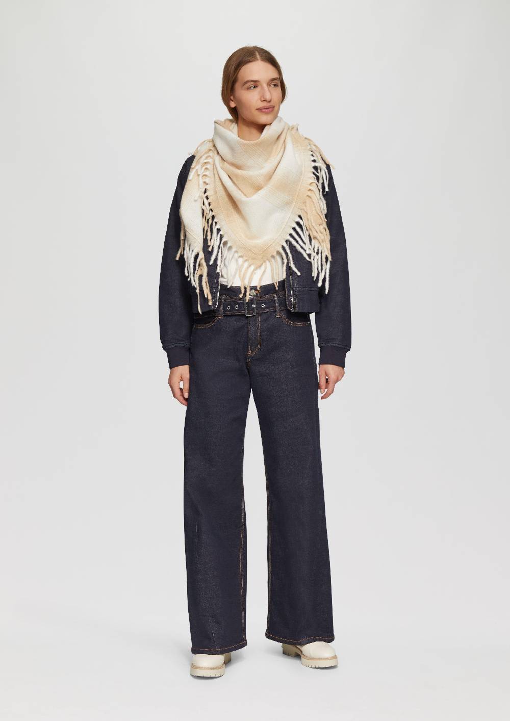 S.Oliver Gemusterter Schal Mit Fransen