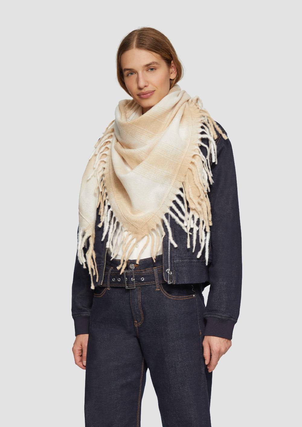 S.Oliver Gemusterter Schal Mit Fransen