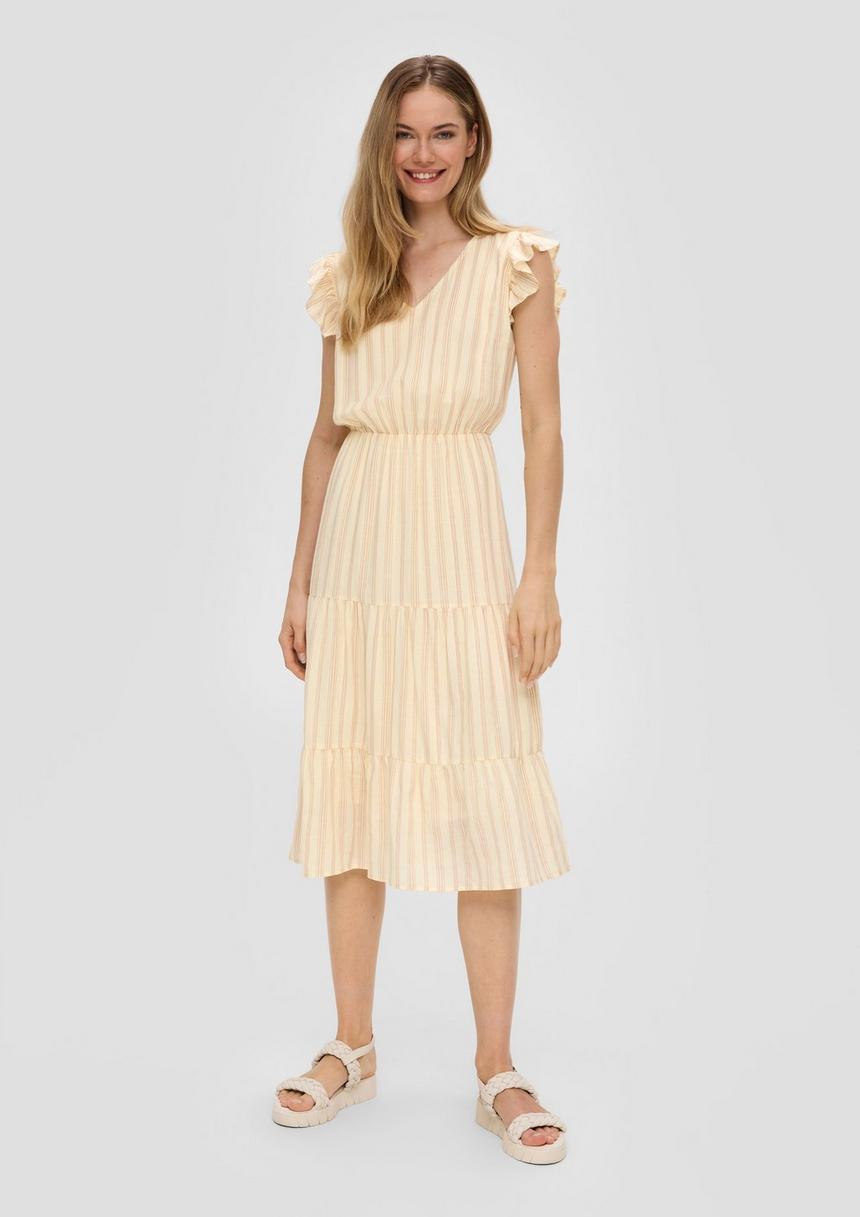 S.Oliver Gemustertes Kleid Mit Rüschen