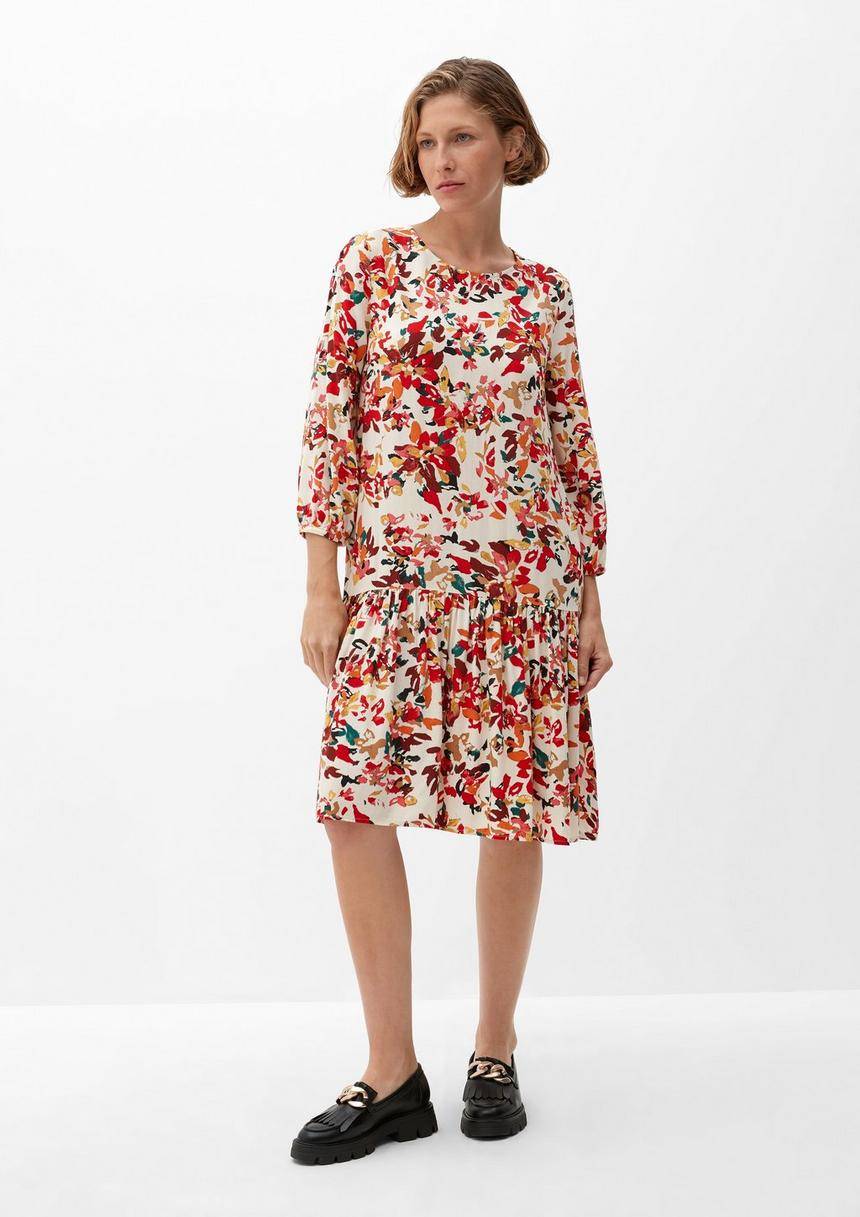 S.Oliver Gemustertes Kleid Mit Volant