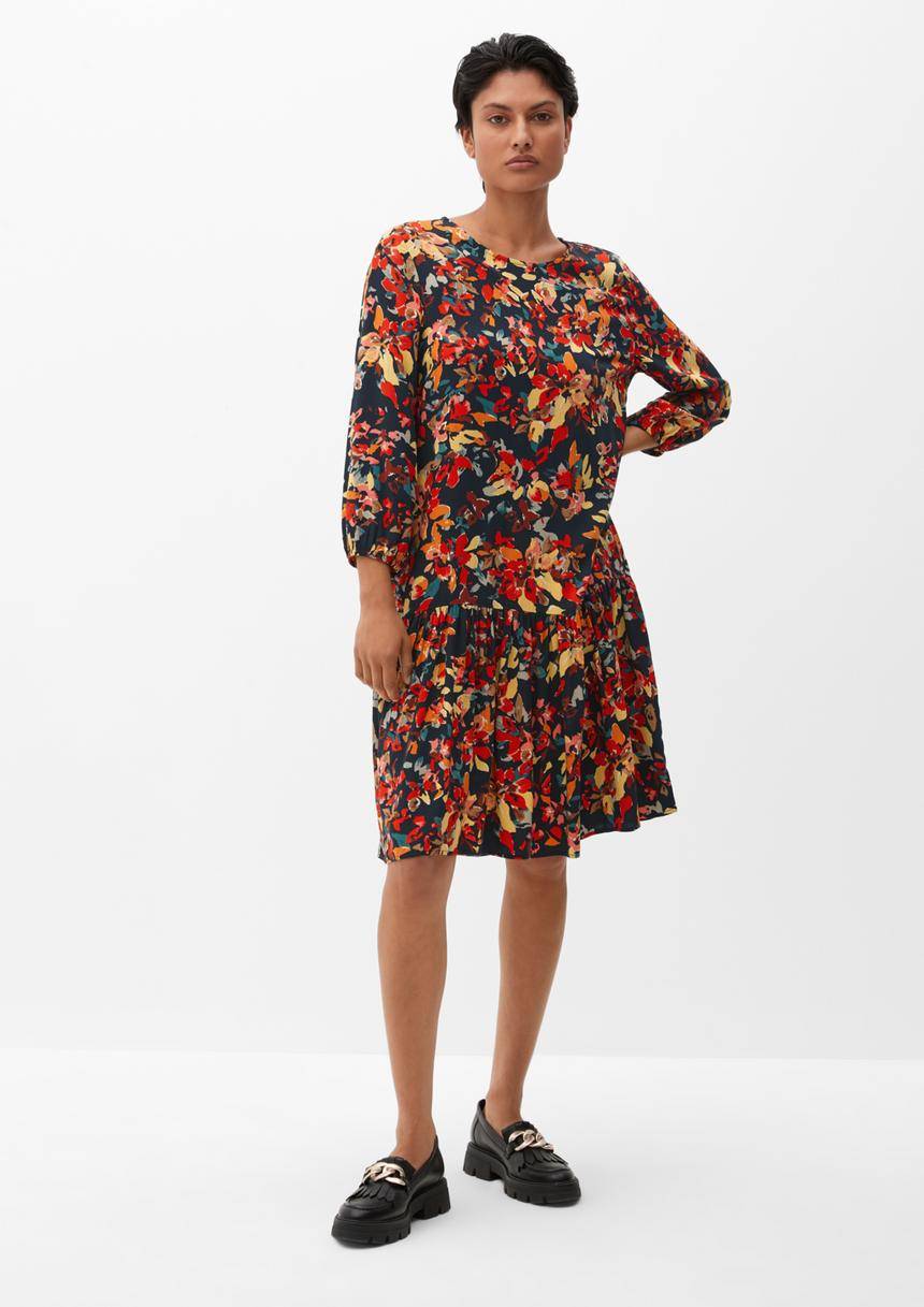 S.Oliver Gemustertes Kleid Mit Volant