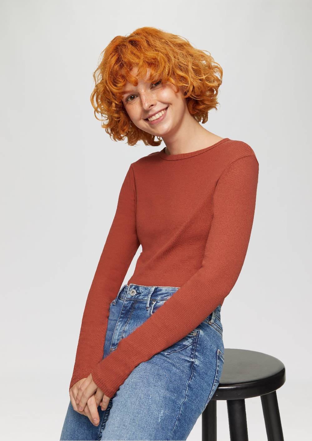 S.Oliver Geripptes Longsleeve Im Slim Fit