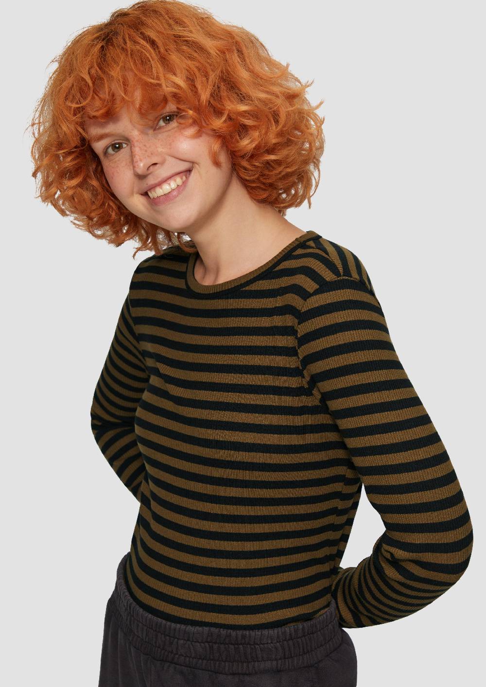 S.Oliver Geripptes Longsleeve Im Slim Fit