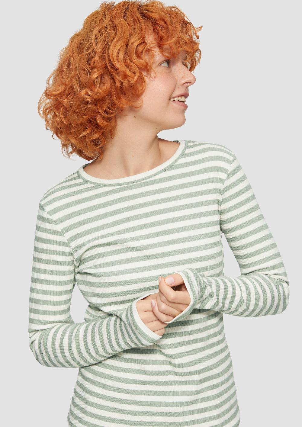S.Oliver Geripptes Longsleeve Im Slim Fit
