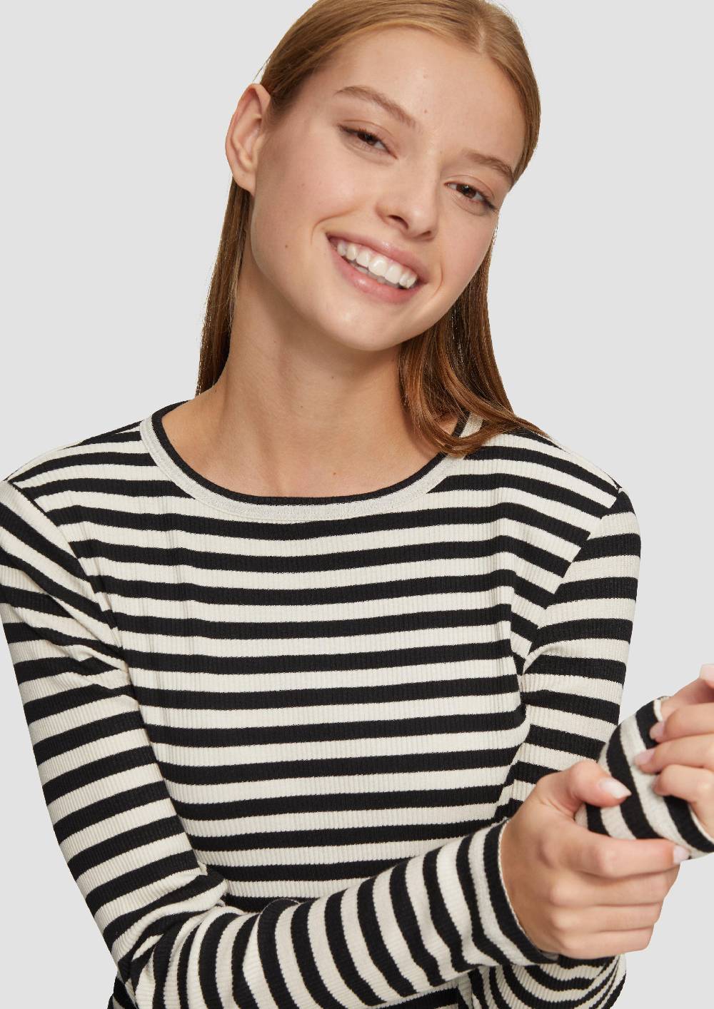S.Oliver Geripptes Longsleeve Im Slim Fit