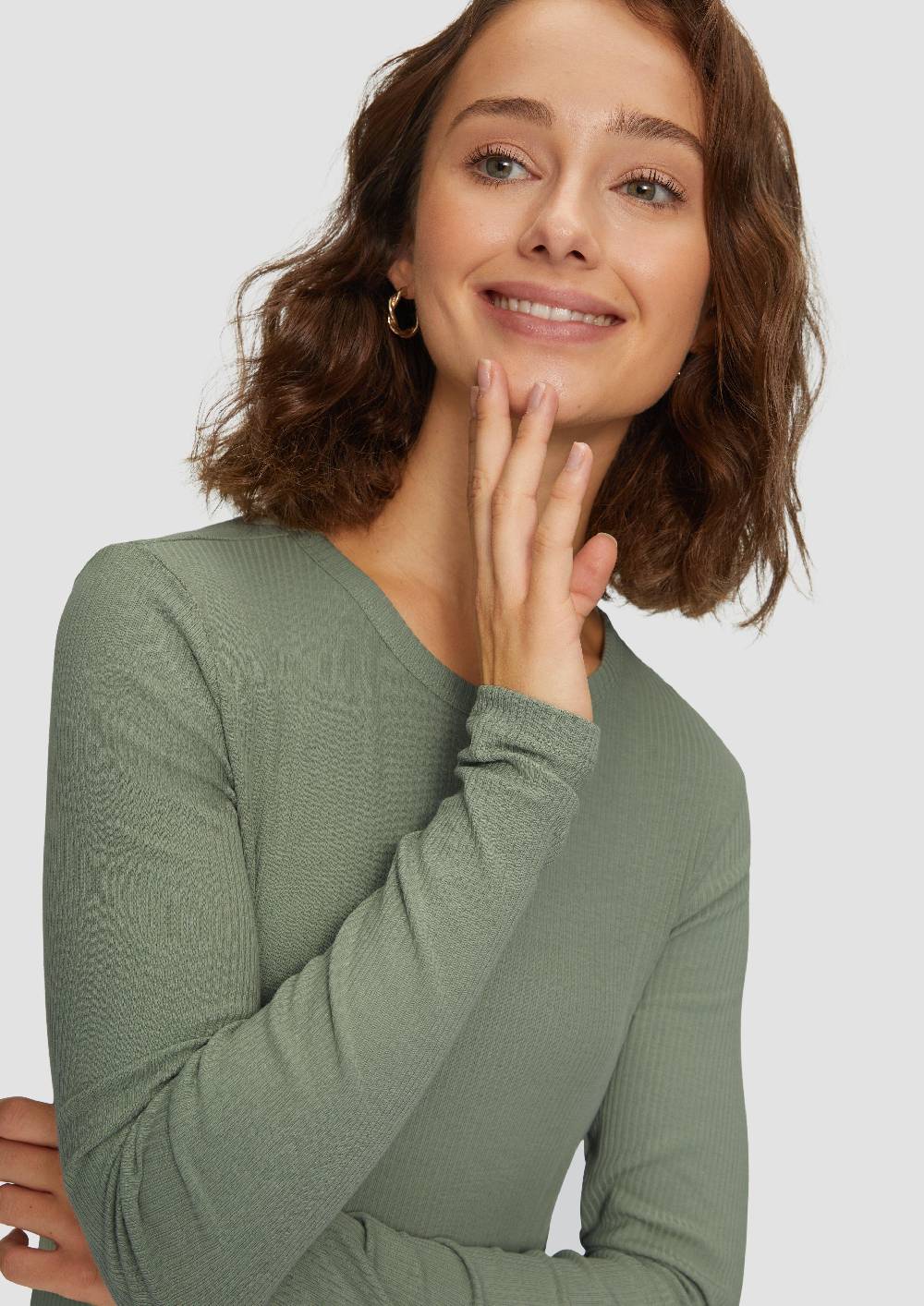 S.Oliver Geripptes Longsleeve Im Slim Fit