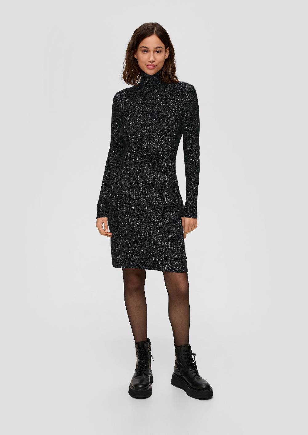 S.Oliver Geripptes Strickkleid Mit Glitzergarn
