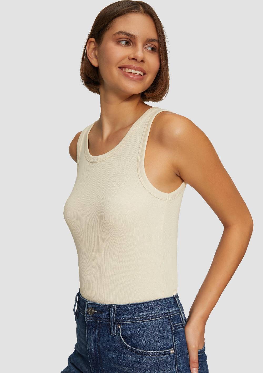 S.Oliver Geripptes Tanktop Aus Baumwollstretch