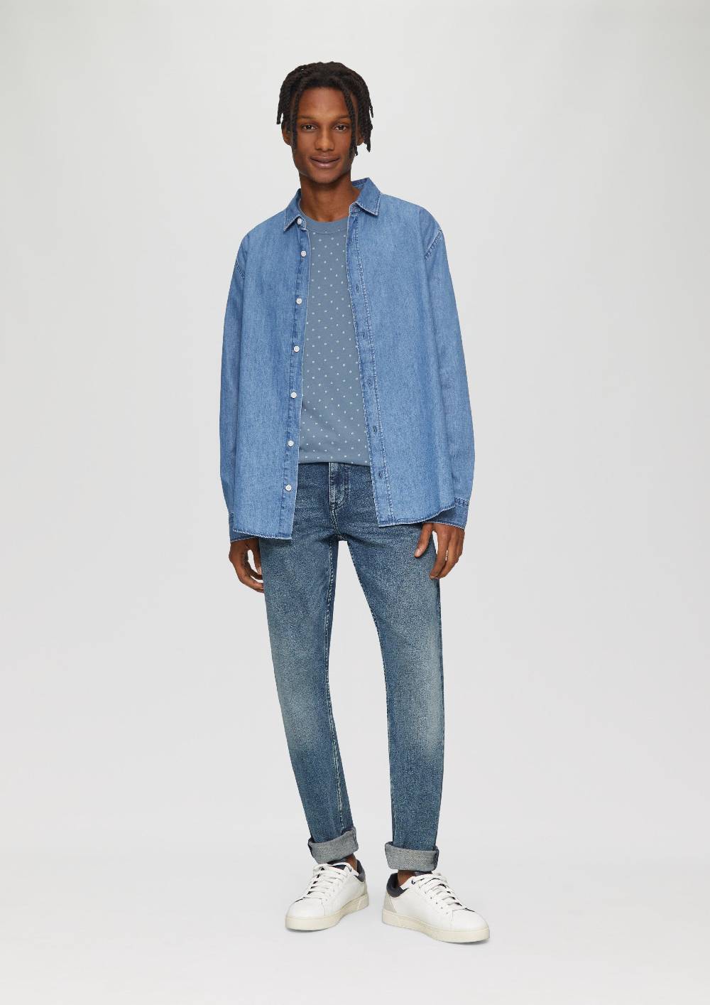 S.Oliver Gewaschenes T-Shirt Mit All-over-Print