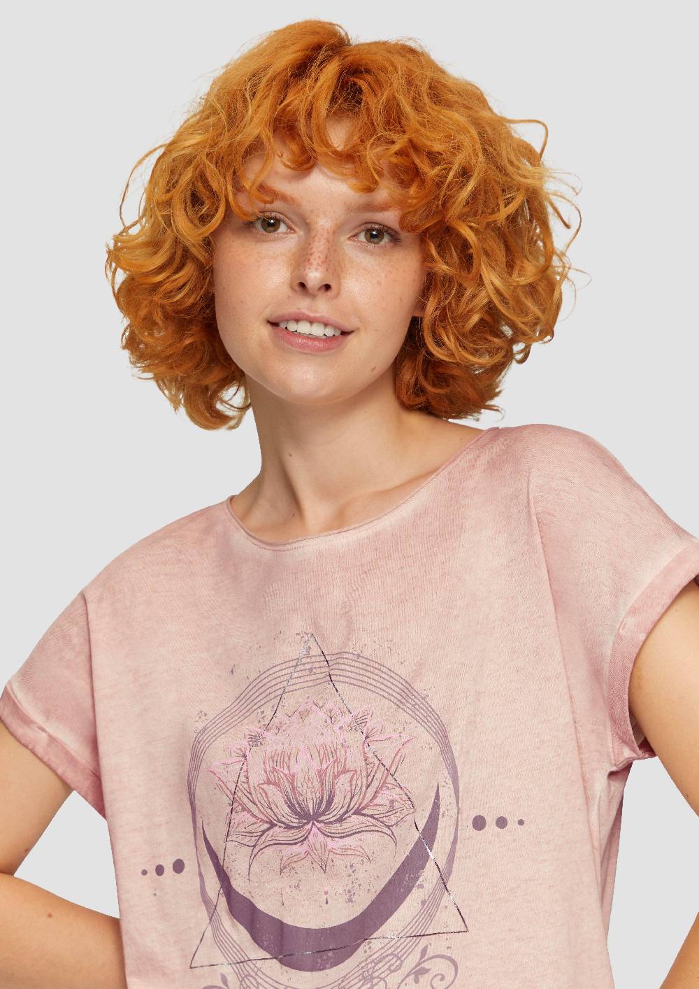 S.Oliver Gewaschenes T-Shirt Mit Frontprint