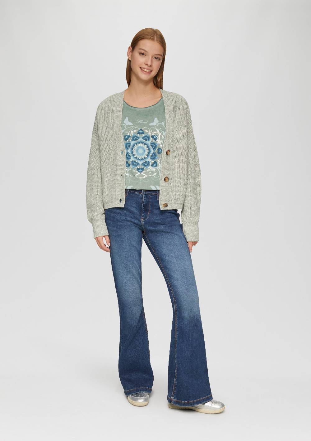 S.Oliver Gewaschenes T-Shirt Mit Frontprint