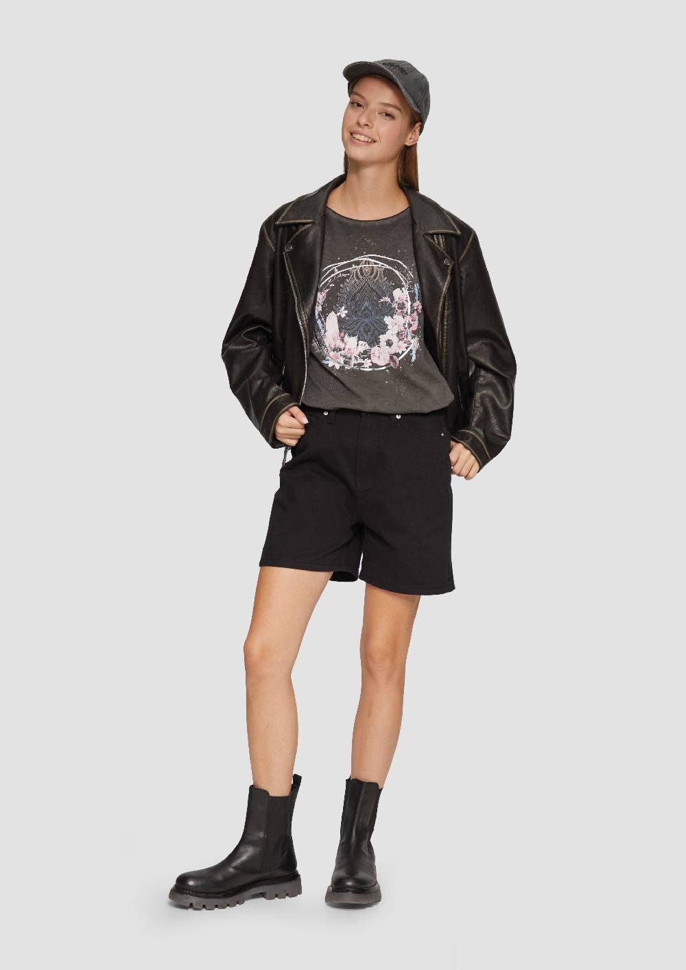 S.Oliver Gewaschenes T-Shirt Mit Frontprint