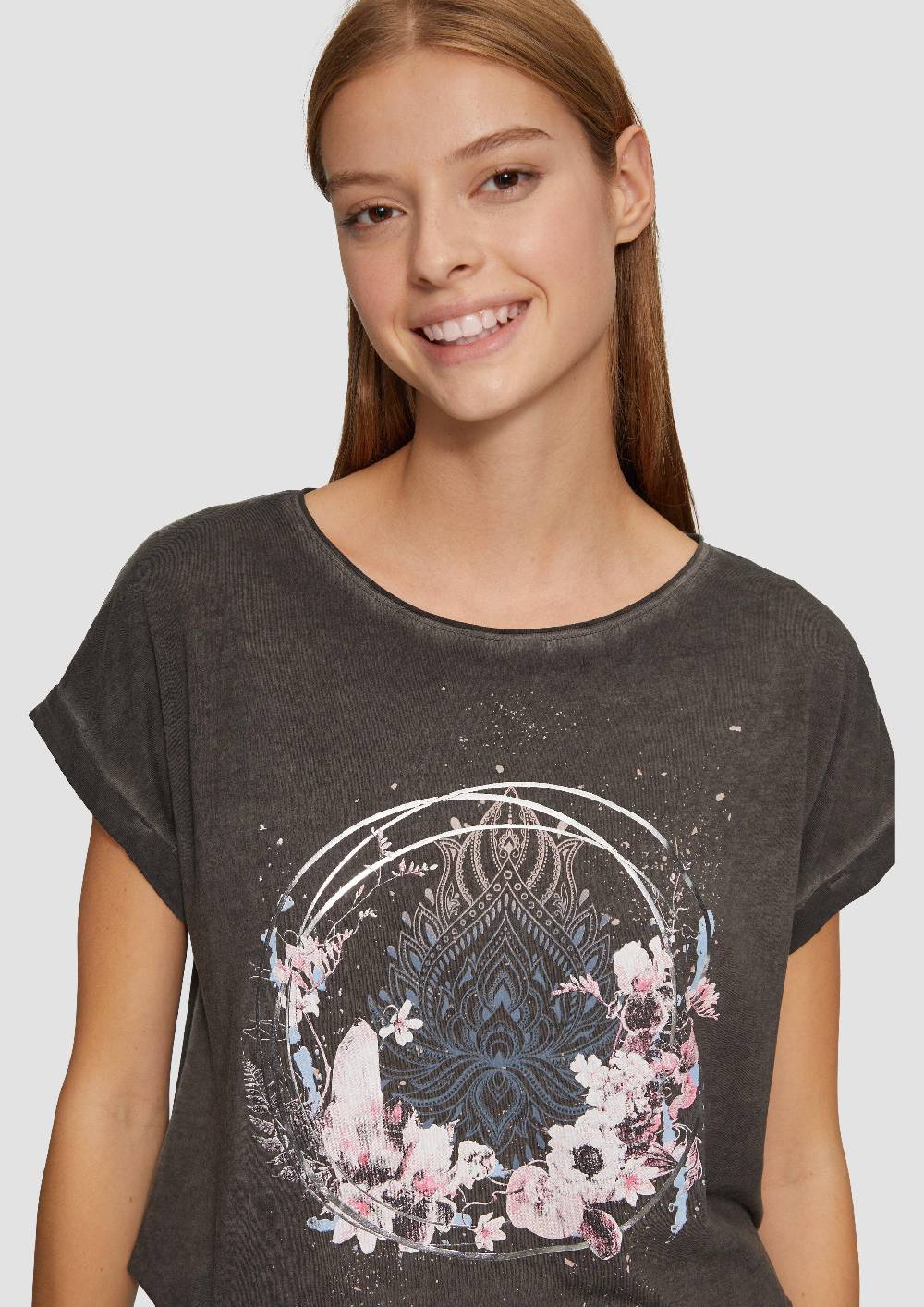 S.Oliver Gewaschenes T-Shirt Mit Frontprint