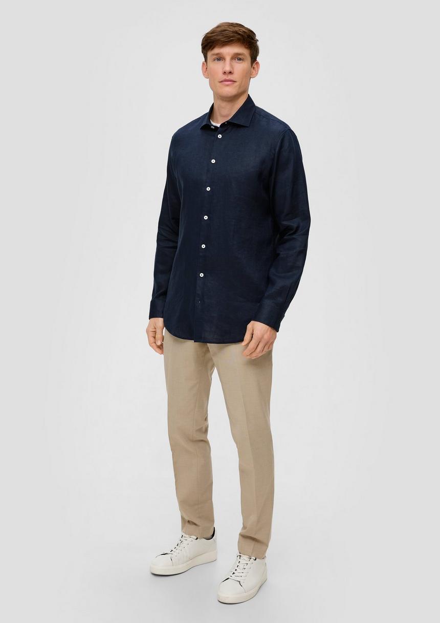 S.Oliver Glänzendes Tailored Fit Hemd Aus Leinen