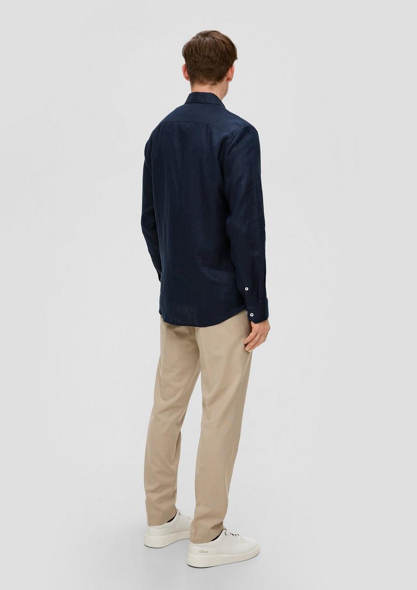 S.Oliver Glänzendes Tailored Fit Hemd Aus Leinen
