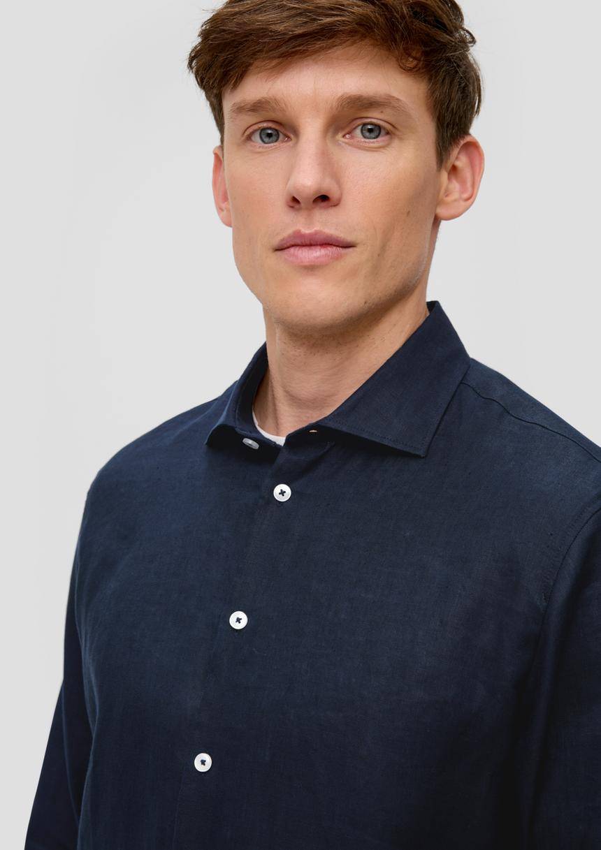 S.Oliver Glänzendes Tailored Fit Hemd Aus Leinen