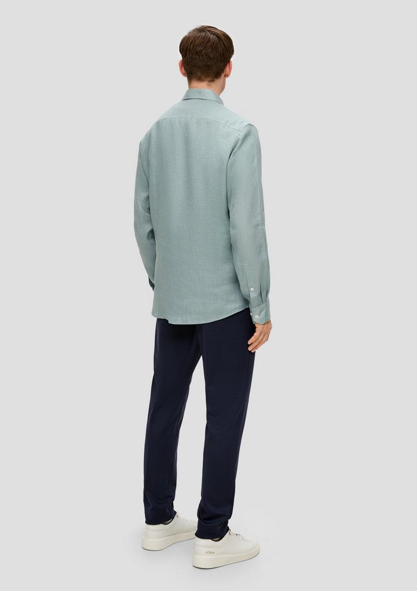 S.Oliver Glänzendes Tailored Fit Hemd Aus Leinen