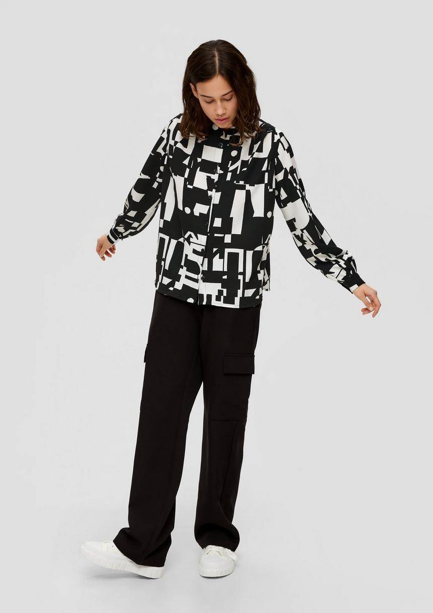 S.Oliver Hochgeschlossene Bluse Mit Allover-Print
